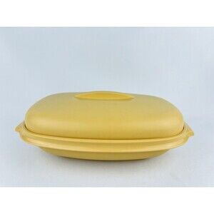 Vintage Tupperware Yellow Oblong Oval Casserole Dish Bowl With Lid 1273-3 1275-6